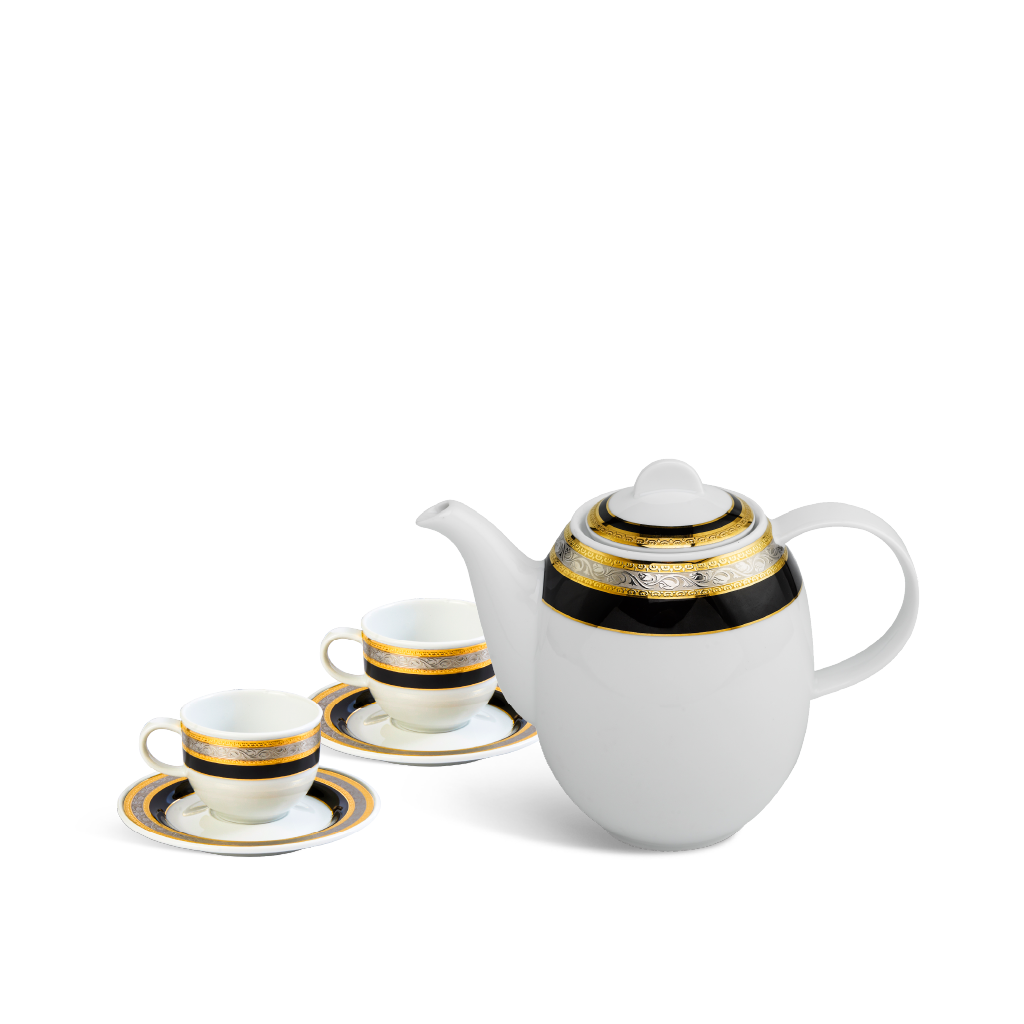 Bộ trà cao 0.8 l - sago - hoa hồng đen khắc nổi