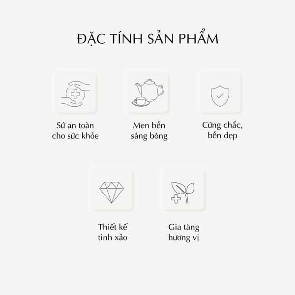 Bộ trà cao 0.8 L - Sago - Hoa Hồng Đen khắc nổi