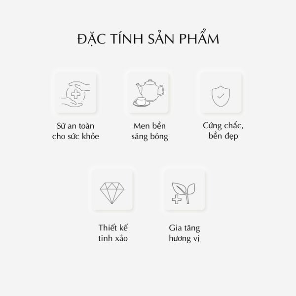 Bộ trà cao 0.8 L - Tulip Trắng - Trống Đồng