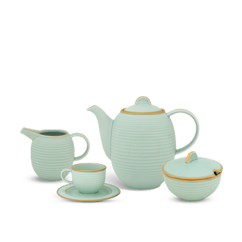  Bộ trà 1.3 L Cordon - Men Ngọc Sương Mờ (Trang Trí Vàng) 