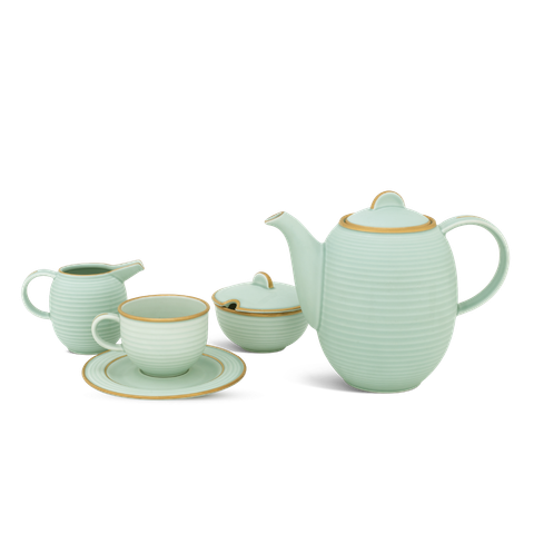  Bộ trà 1.3 L Cordon - Men Ngọc Sương Mờ (Trang Trí Vàng) 