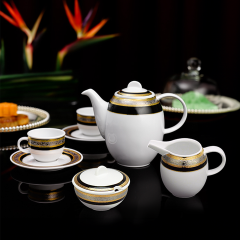  Bộ trà cao 1.3 L - Sago - Hoa Hồng Đen khắc nổi 