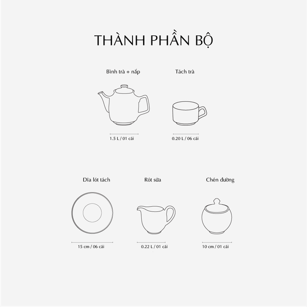 Bộ trà cao 1.5 L - Hoàng Cung - Hoàng Liên