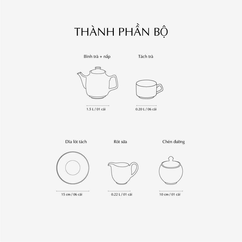 Bộ trà cao 1.5 L - Hoàng Cung - Hoàng Liên