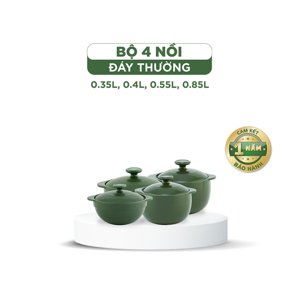 Bộ Nồi Dưỡng Sinh HealthyCook 0.35L 0.55L 0.4L 0.85L