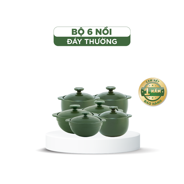 Bộ 6 nồi sứ dưỡng sinh (0.35l/ 2x0.55l - 0.4l/ 2x0.85l)