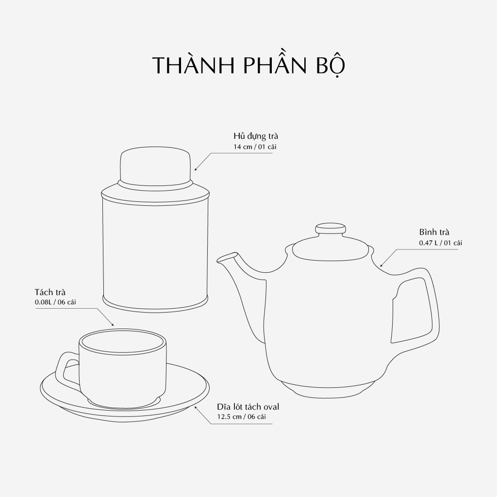 Combo Bộ trà 0.47L - Hũ trà An Nhiên (Minh Nguyệt)