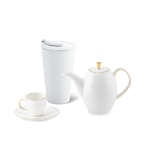  Combo 8 - Bộ trà Anna cao 0.47L VCV - Ly sứ dưỡng sinh (trắng) 