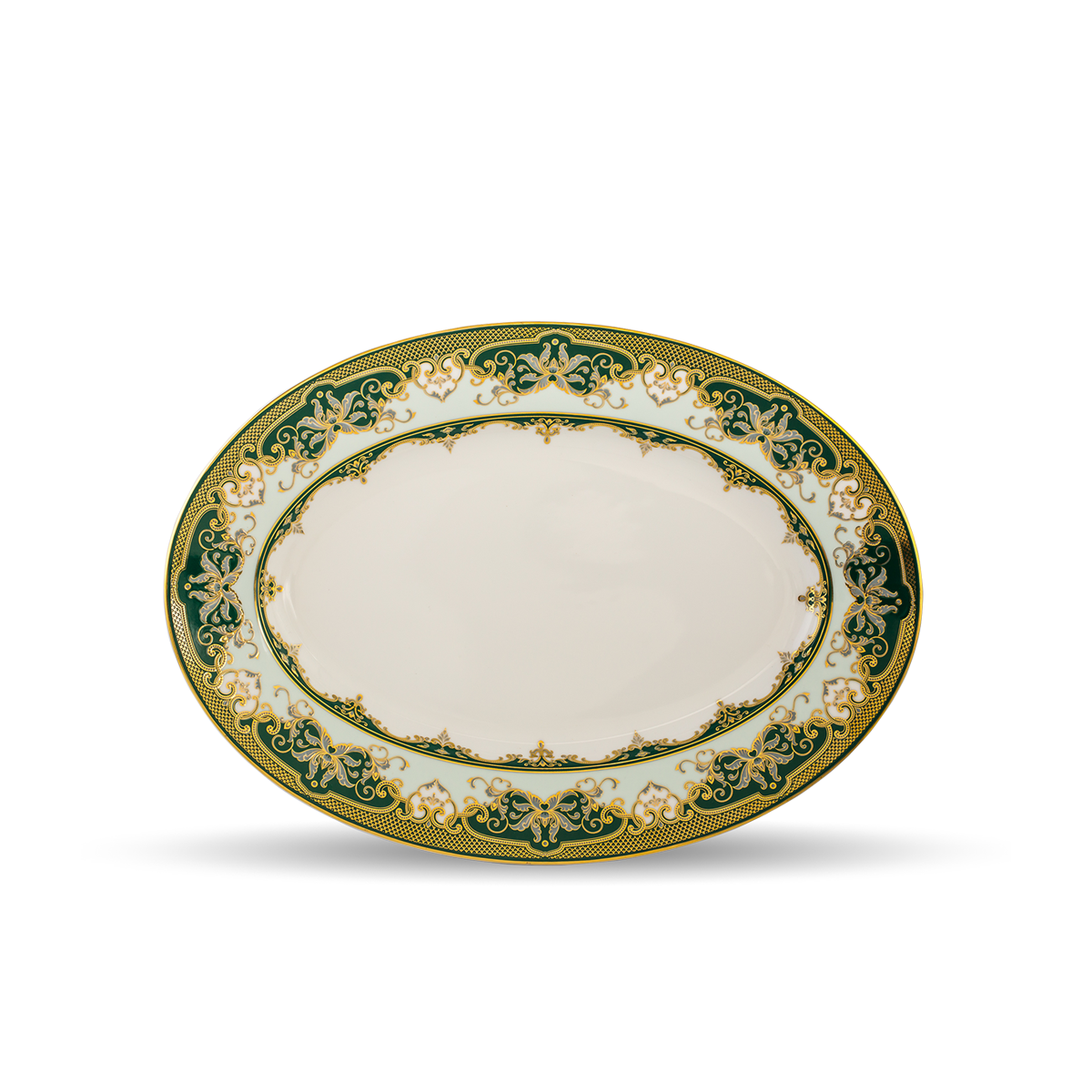 Dĩa Oval Hoàng Cung 37cm Sen Ngọc Bích