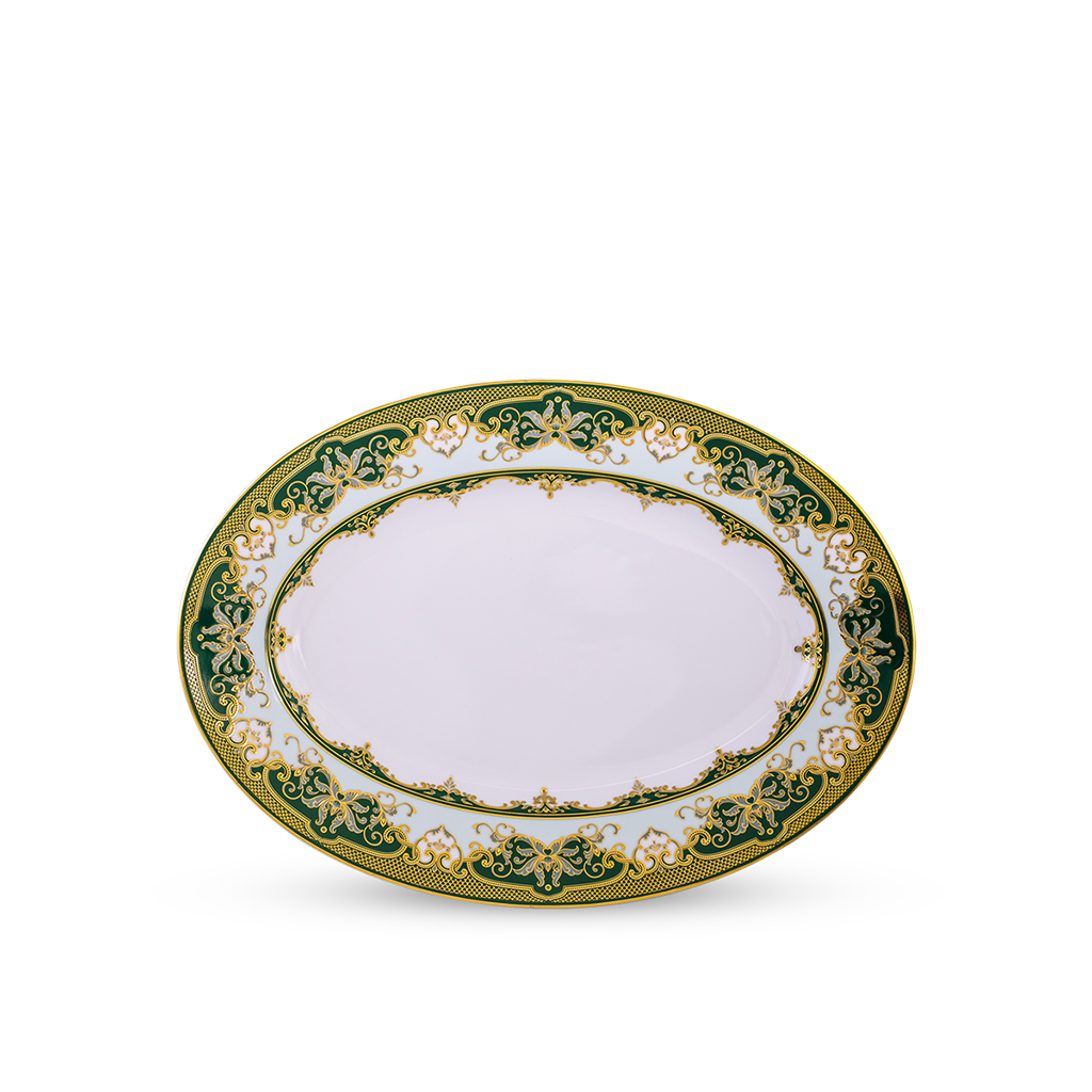 Dĩa Hoàng Cung Sen Ngọc Bích 37cm