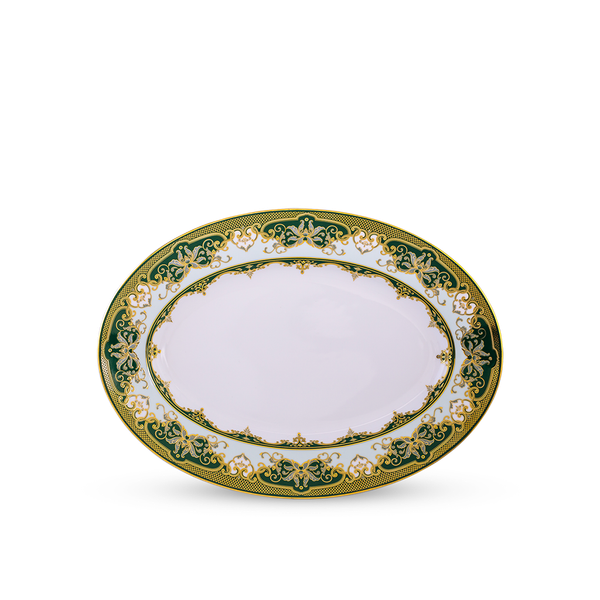 Dĩa oval 37 cm - Hoàng Cung - Sen Ngọc Bích