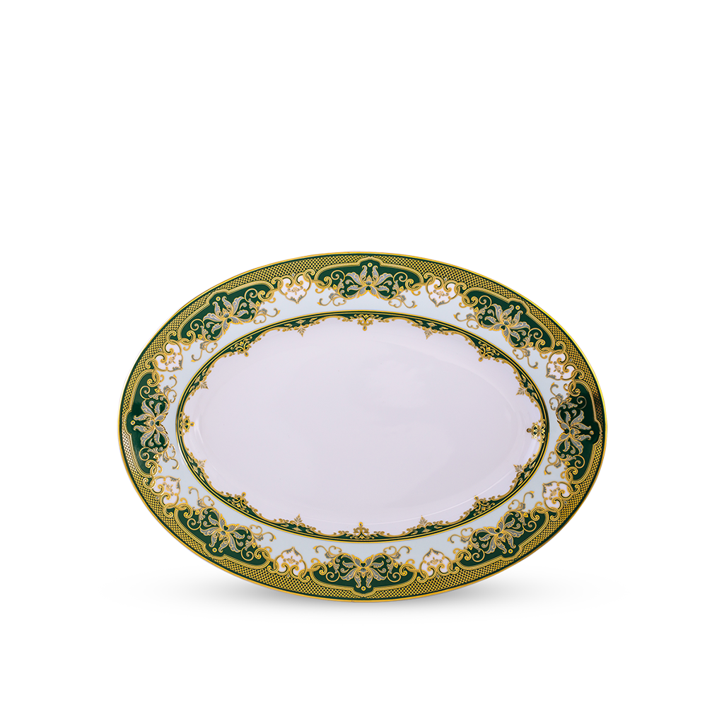 Dĩa oval 37 cm - Hoàng Cung - Sen Ngọc Bích