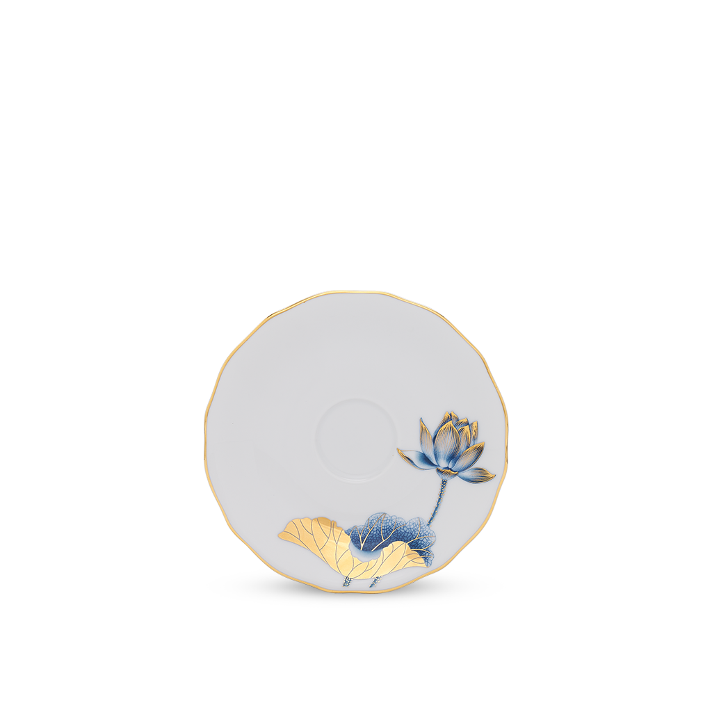 Dĩa Lót Tách Tịnh Tâm Vàng 13cm Mẫu Đơn