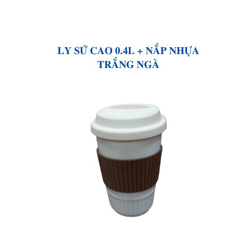 Ly cao 0.40 L + nắp nhựa - Trắng Ngà