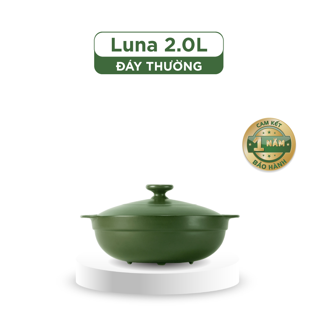 Nồi Sứ Dưỡng Sinh Healthy Cook Luna 2.0 L - Xanh Rêu