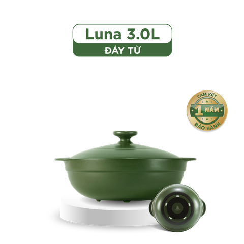  Nồi dưỡng sinh Luna (Nồi cạn) 3.0 L + nắp (CK) - Xanh Rêu 