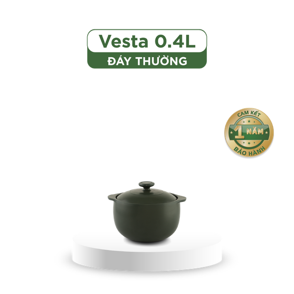 Nồi dưỡng sinh Vesta (Nồi tròn cao) 0.4 L + nắp (CK) - Xanh Rêu