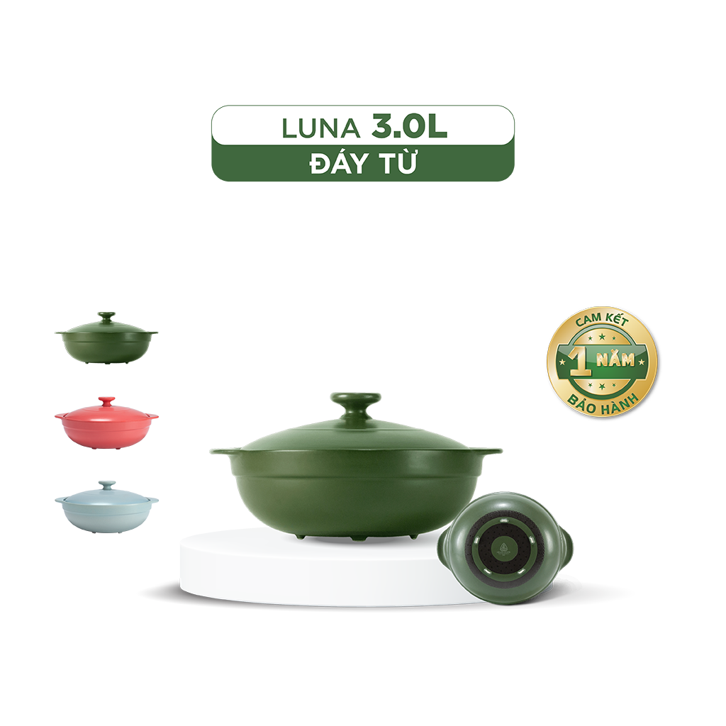 Nồi dưỡng sinh Luna (Nồi cạn) 3.0 L + nắp (CK) (bếp từ)