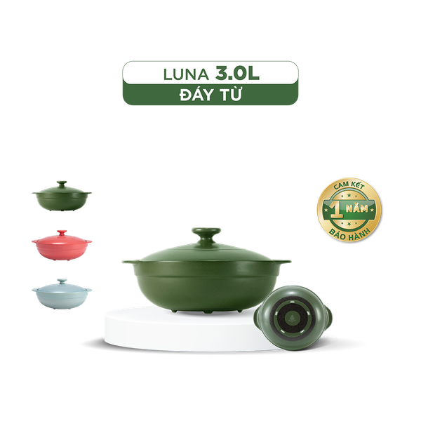 Nồi dưỡng sinh Luna (Nồi cạn) 3.0 L + nắp (CK) (bếp từ)