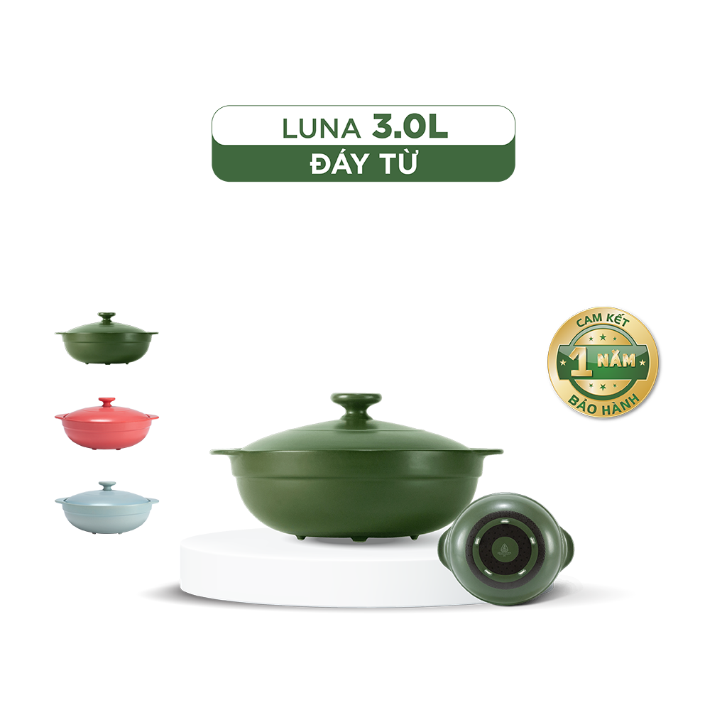 Nồi dưỡng sinh Luna (Nồi cạn) 3.0 L + nắp (CK) (bếp từ)