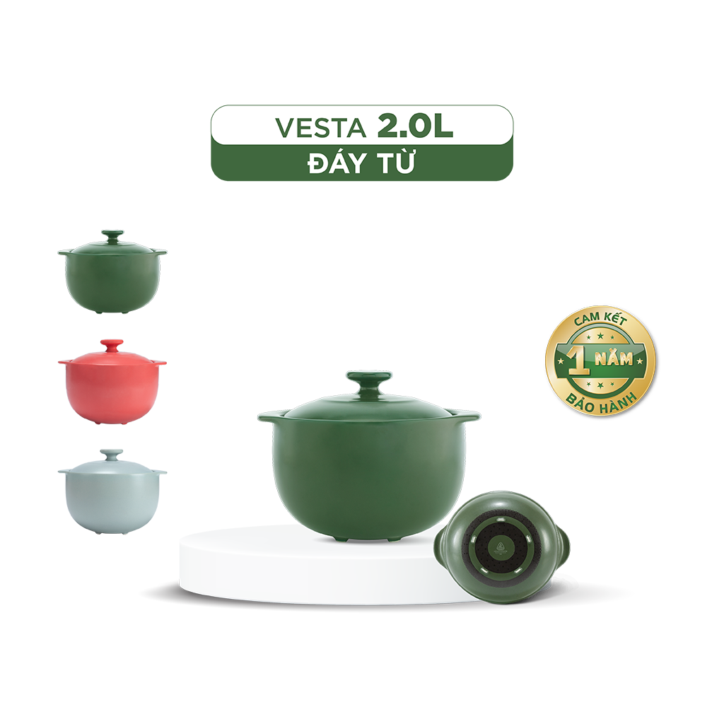 Nồi dưỡng sinh Vesta (Nồi tròn cao) 2.0 L + nắp (CK) (bếp từ)