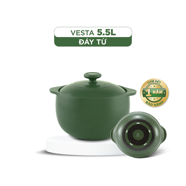 Nồi dưỡng sinh Vesta (Nồi tròn cao) 5.5 L + nắp (bếp từ)