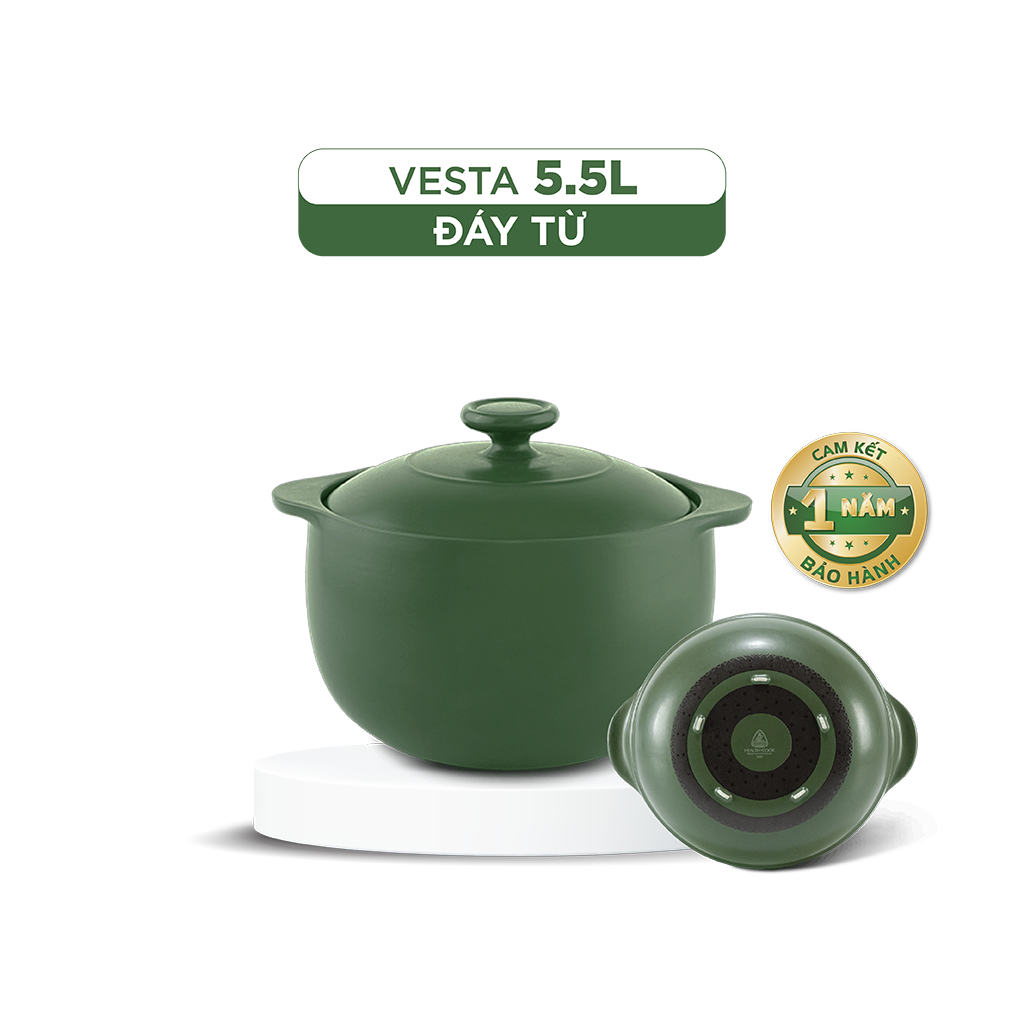 Nồi dưỡng sinh Vesta (Nồi tròn cao) 5.5 L + nắp (bếp từ)