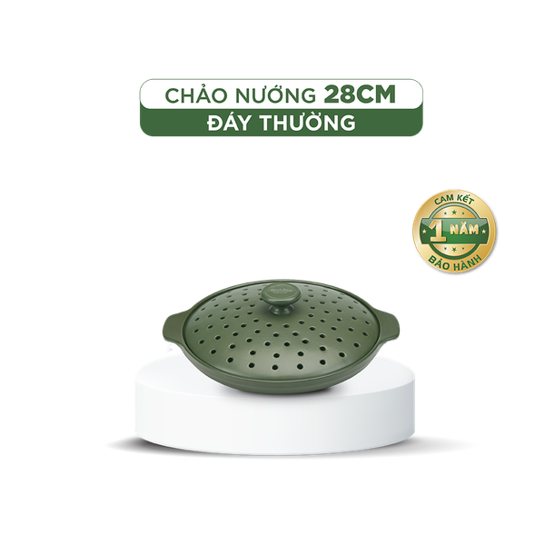 Chảo nướng dưỡng sinh 28 cm + nắp có lỗ