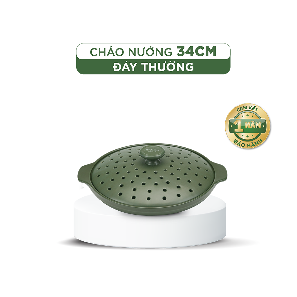 Chảo nướng dưỡng sinh 34 cm + nắp có lỗ