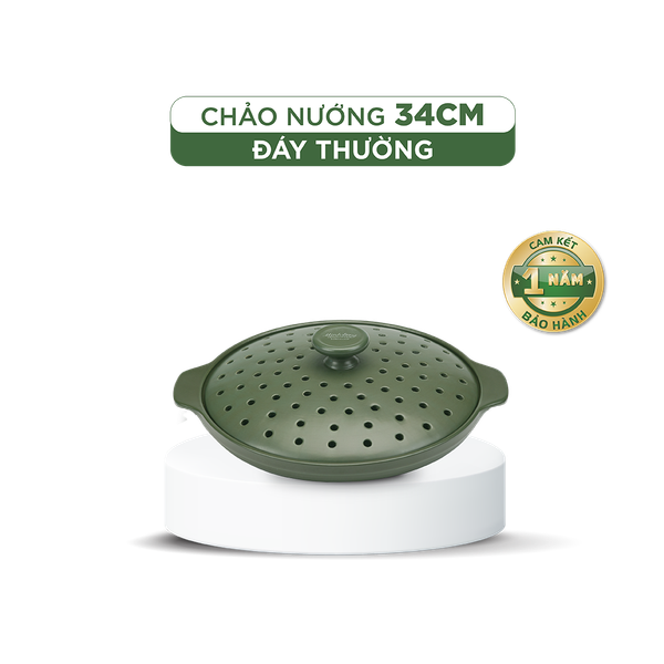 Chảo nướng dưỡng sinh 34 cm + nắp có lỗ