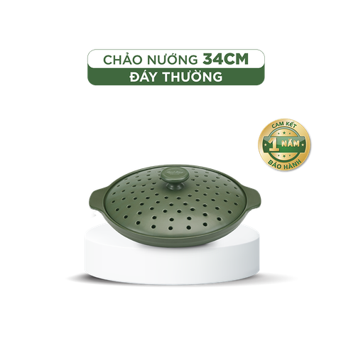  Chảo nướng dưỡng sinh 34 cm + nắp có lỗ 