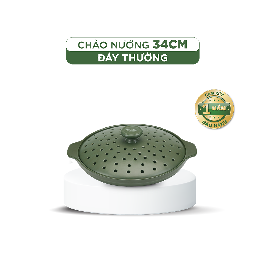 Chảo nướng dưỡng sinh 34 cm + nắp có lỗ