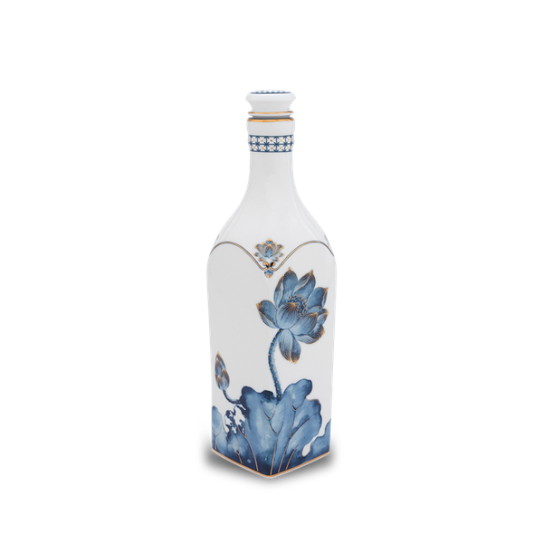 Chai sứ dưỡng sinh vuông 1.0 L + nắp (K1) - Dưỡng Sinh - Sen Cobalt