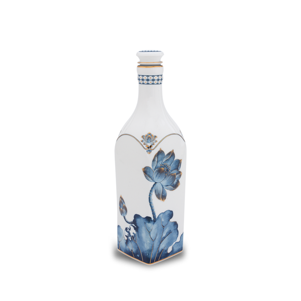 Chai sứ dưỡng sinh vuông 1.0 L + nắp (K1) - Dưỡng Sinh - Sen Cobalt