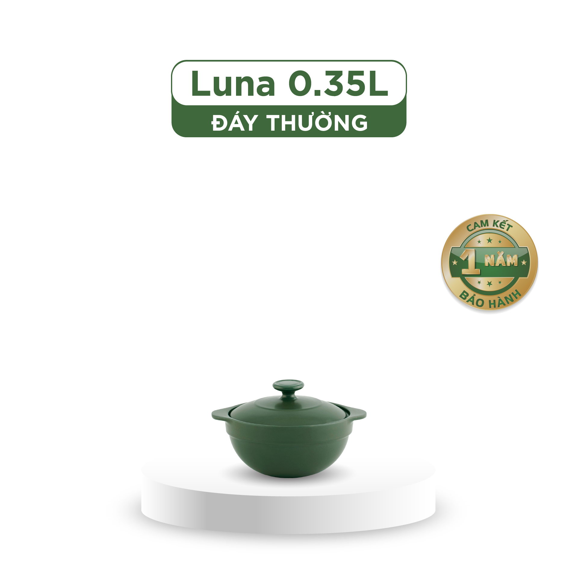 Nồi dưỡng sinh Luna 0.35L + nắp - Healthycook - Xanh Rêu
