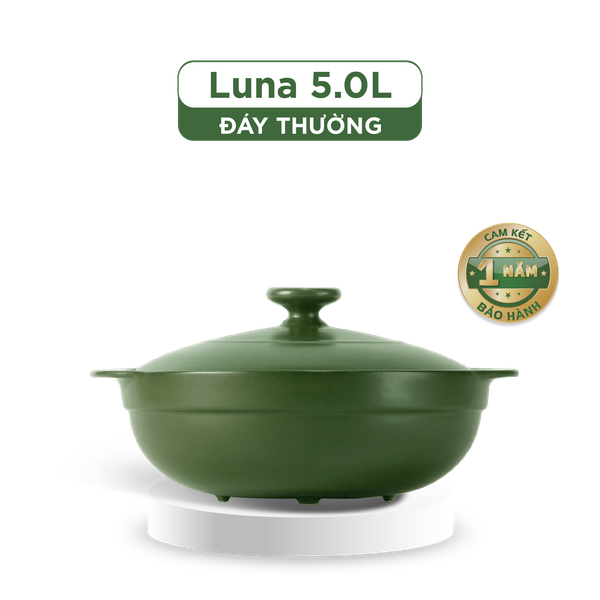 Nồi dưỡng sinh Luna (Nồi cạn) 5.0 L + nắp - Xanh Rêu