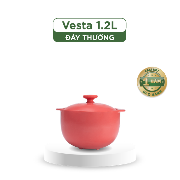 Nồi dưỡng sinh Vesta (Nồi tròn cao) 1.2 L + nắp (CK) - Màu Đỏ 2