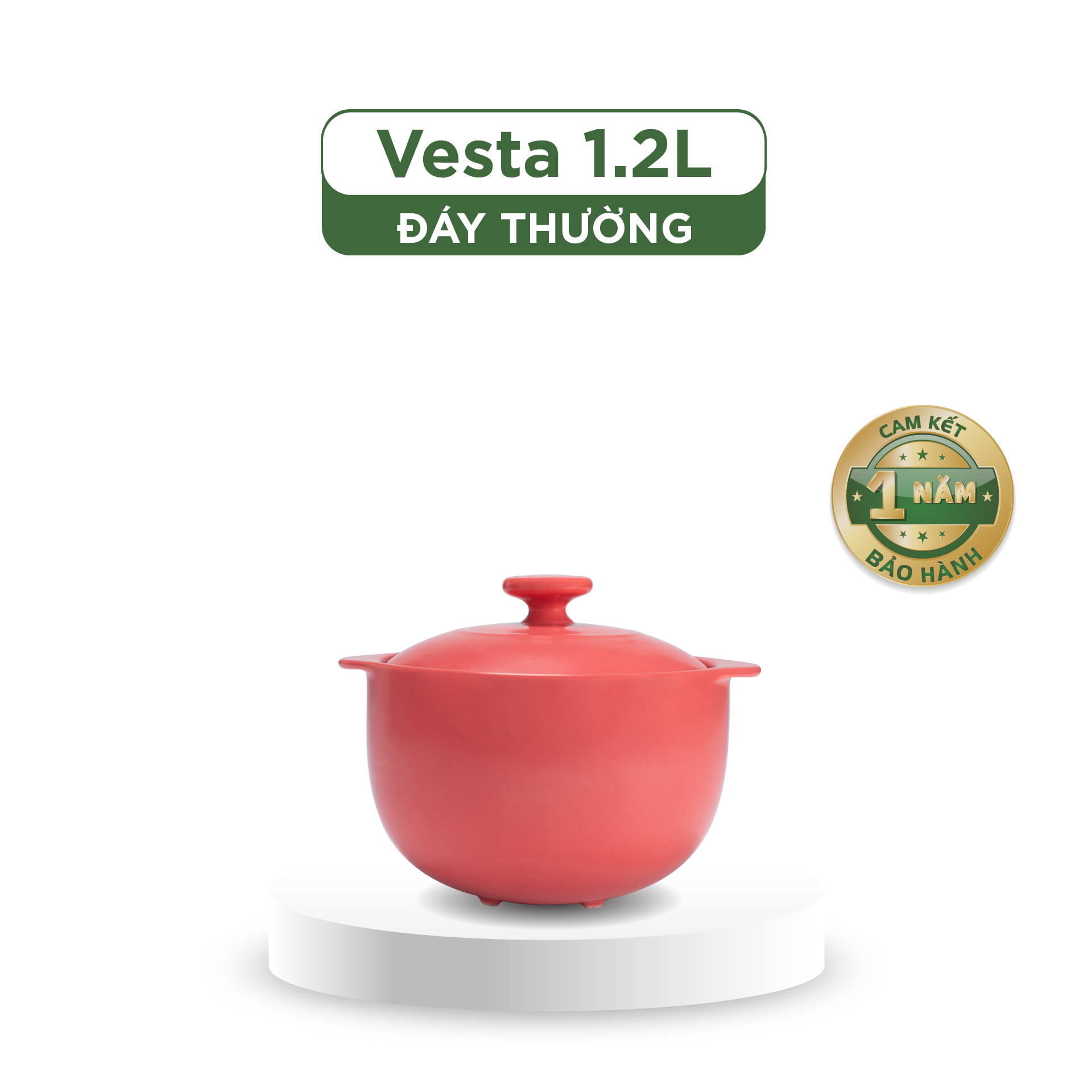 Nồi dưỡng sinh Vesta (Nồi tròn cao) 1.2 L + nắp (CK) - Màu Đỏ 2