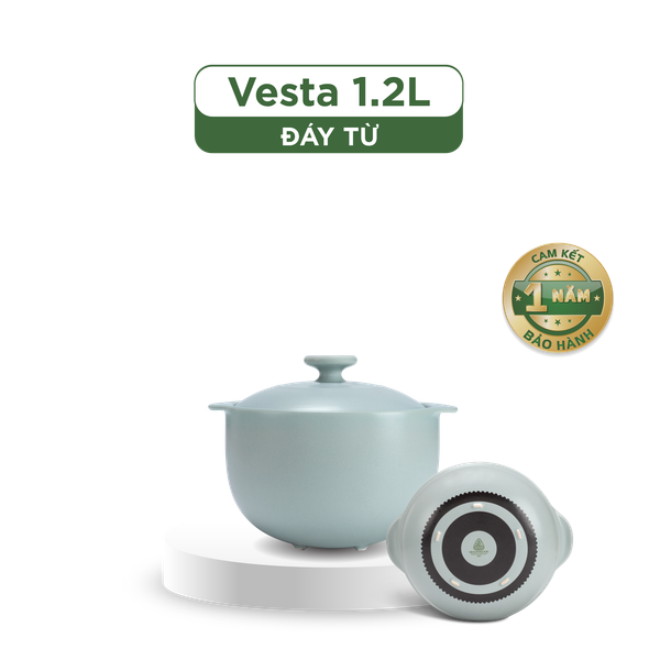 Nồi dưỡng sinh Vesta (Nồi tròn cao) 1.2 L + nắp (CK) (bếp từ) - Màu Xám 2