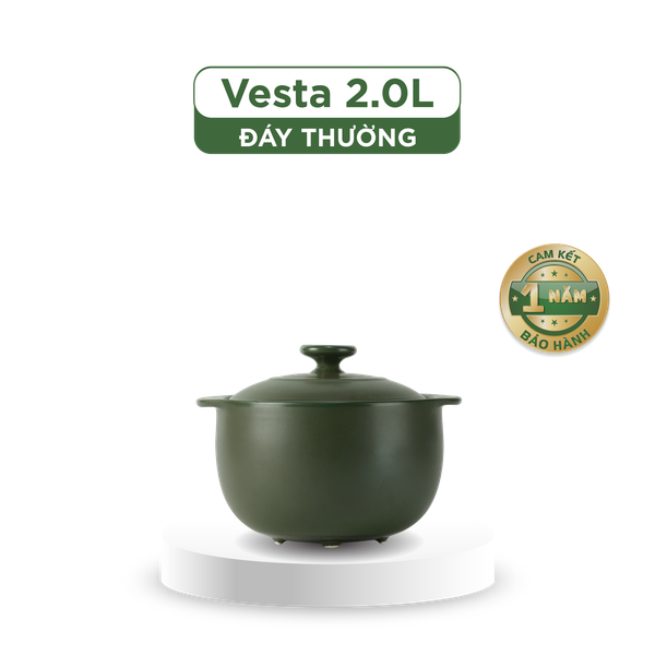 Nồi dưỡng sinh Vesta 2.0 L + nắp (CK) - Healthy Cook - Xanh Rêu