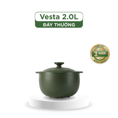  Nồi dưỡng sinh Vesta 2.0 L + nắp (CK) - Healthy Cook - Xanh Rêu 