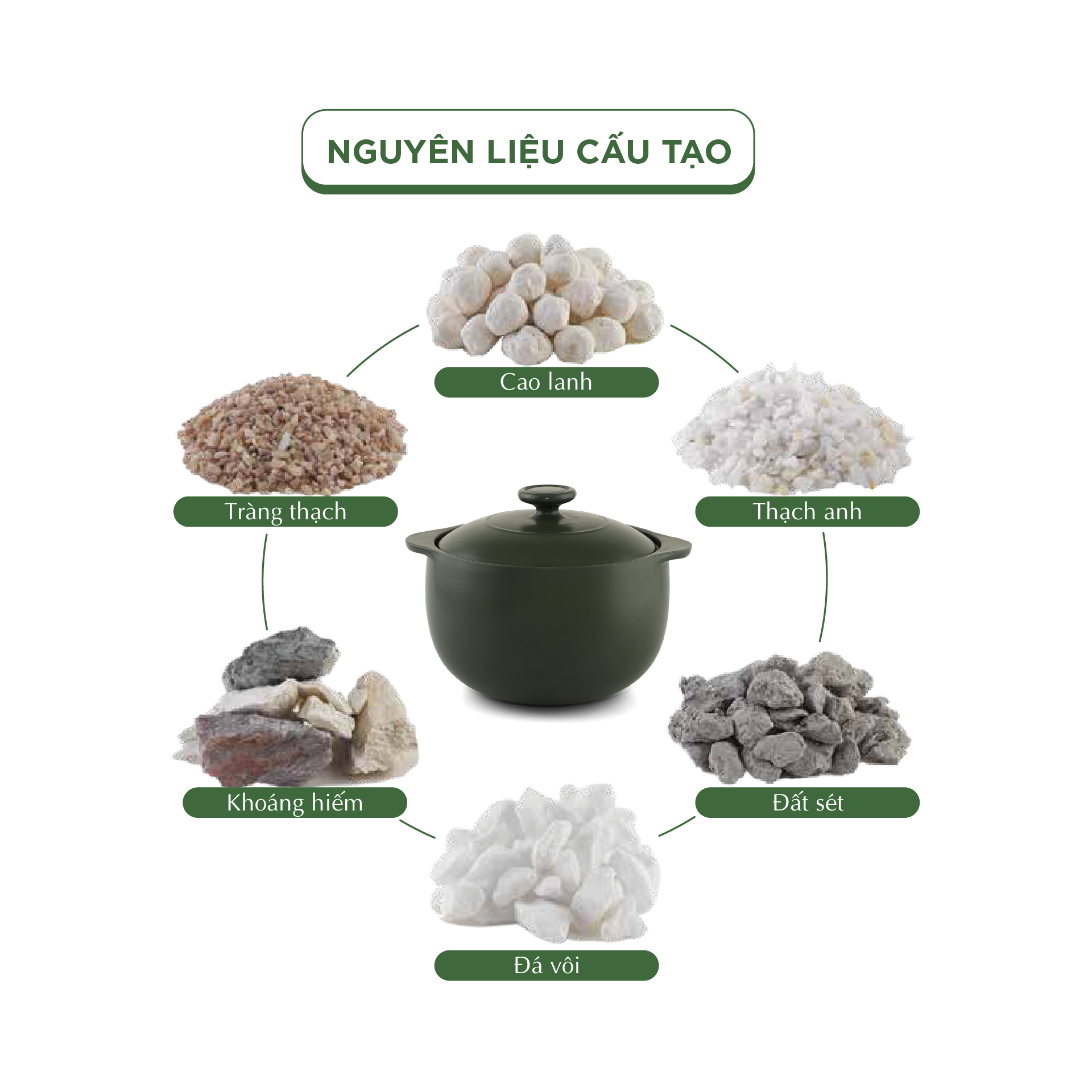 Nồi dưỡng sinh Vesta (Nồi tròn cao) 2.0 L + nắp (CK) (bếp từ) - Xanh Rêu