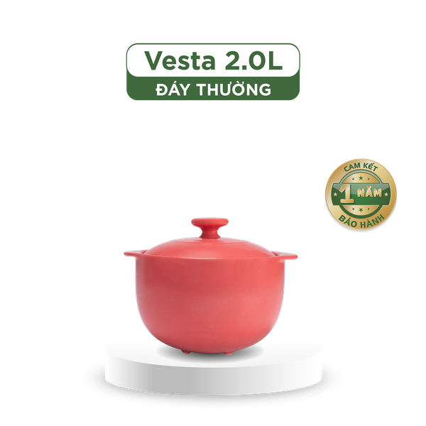 Nồi dưỡng sinh Vesta 2.0 L + nắp (CK) - Healthy Cook - Màu Đỏ 2