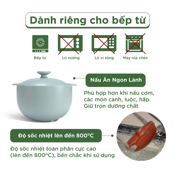 Nồi dưỡng sinh Vesta (Nồi tròn cao) 2.0 L + nắp (CK) (bếp từ) - Màu Xám 2