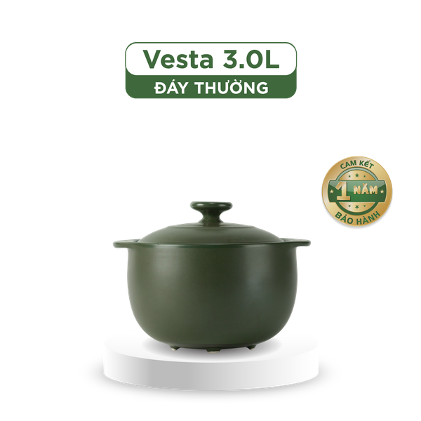 Nồi dưỡng sinh Vesta 3.0 L + nắp (CK) - Healthy Cook - Xanh Rêu