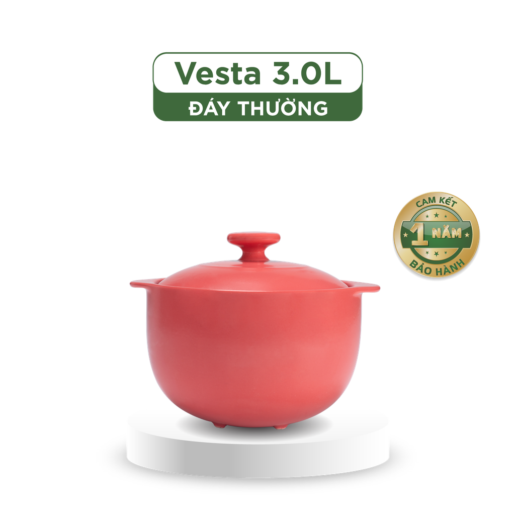 Nồi dưỡng sinh Vesta 3.0 L + nắp (CK) - Healthy Cook - Màu Đỏ 2