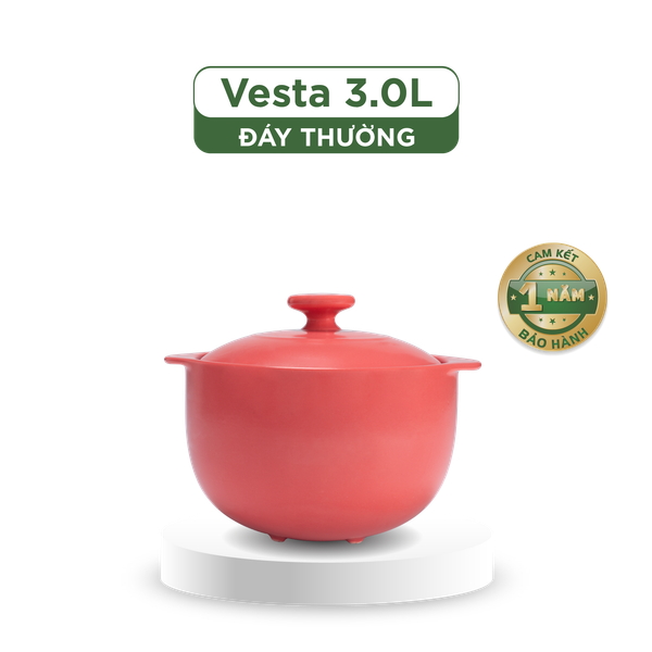 Nồi dưỡng sinh Vesta 3.0 L + nắp (CK) - Healthy Cook - Màu Đỏ 2