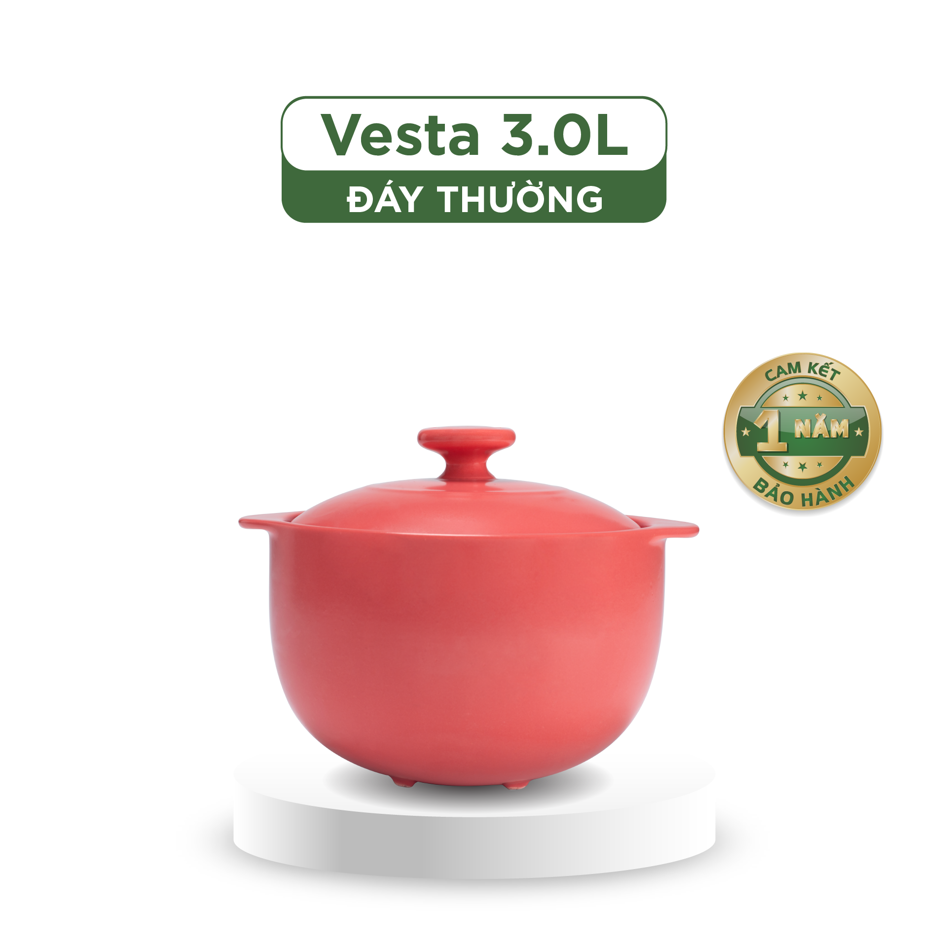 Nồi dưỡng sinh Vesta 3.0 L + nắp (CK) - Healthy Cook - Màu Đỏ 2