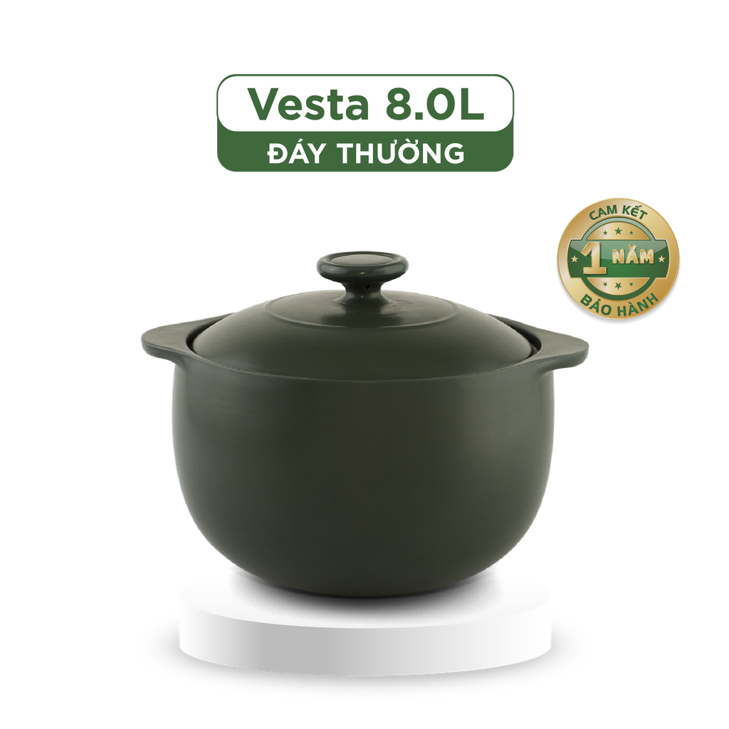 Nồi dưỡng sinh Vesta 8.0 L (nồi tròn cao) + nắp - Xanh Rêu