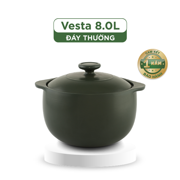 Nồi dưỡng sinh Vesta 8.0 L (nồi tròn cao) + nắp - Xanh Rêu